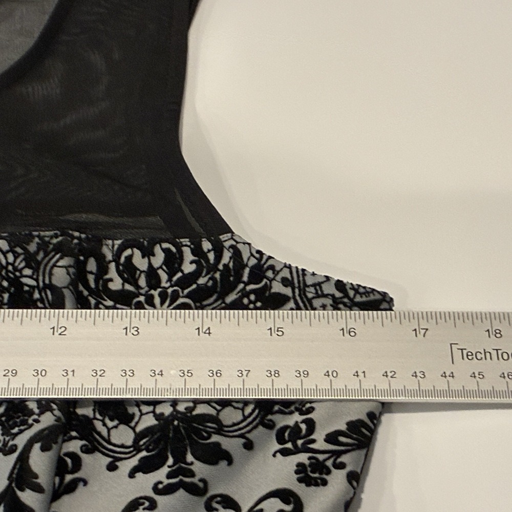 Trixxi Sleeveless Fit & Flare Velvet‎ Burnout Dress Sz L Gray Witchy Goth Fairy - Picture 10 of 12